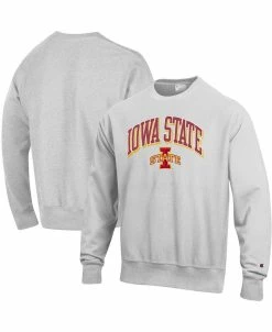 Champion Men's Gray Iowa State Cyclones Arch Over Logo Reverse Weave Pullover Sweatshirt