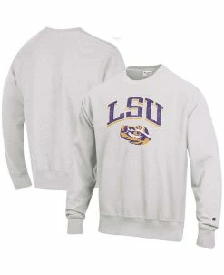 Champion Men's Gray LSU Tigers Arch Over Logo Reverse Weave Pullover Sweatshirt