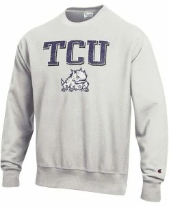 Champion Men's Gray TCU Horned Frogs Arch Over Logo Reverse Weave Pullover Sweatshirt