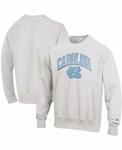 Champion Men's Gray North Carolina Tar Heels Arch Over Logo Reverse Weave Pullover Sweatshirt