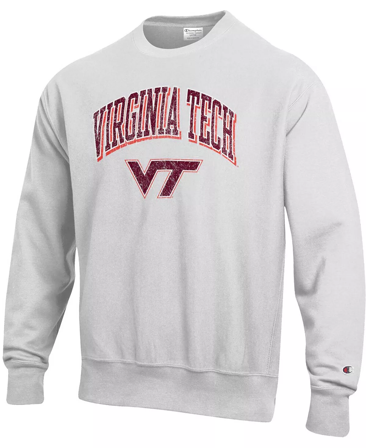 Champion Men's Gray Virginia Tech Hokies Arch Over Logo Reverse Weave Pullover Sweatshirt - Image 3