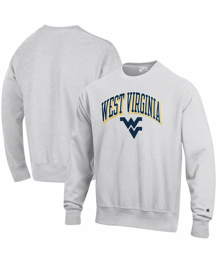 Champion Men's Gray West Virginia Mountaineers Arch Over Logo Reverse Weave Pullover Sweatshirt