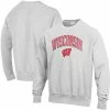 Champion Men's Gray Wisconsin Badgers Arch Over Logo Reverse Weave Pullover Sweatshirt