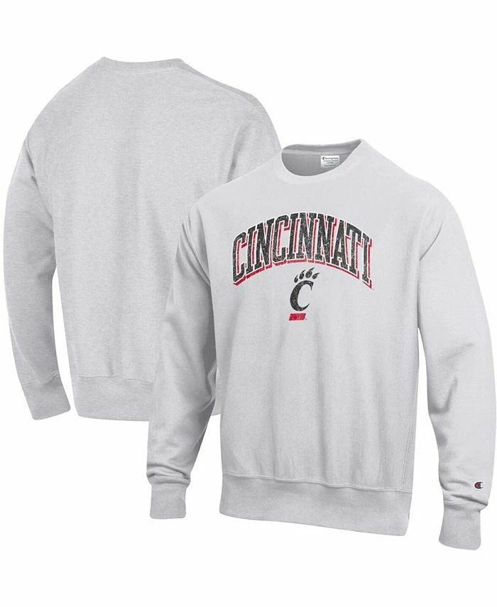Champion Men's Gray Cincinnati Bearcats Arch Over Logo Reverse Weave Pullover Sweatshirt