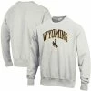 Champion Men's Heathered Gray Wyoming Cowboys Arch Over Logo Reverse Weave Pullover Sweatshirt
