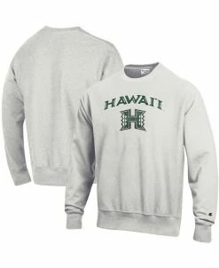 Champion Men's Gray Hawaii Warriors Arch Over Logo Reverse Weave Pullover Sweatshirt