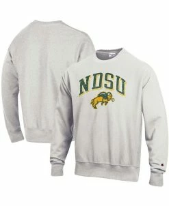 Champion Men's Gray NDSU Bison Arch Over Logo Reverse Weave Pullover Sweatshirt