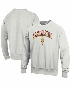 Champion Men's Heathered Gray Arizona State Sun Devils Arch Over Logo Reverse Weave Pullover Sweatshirt