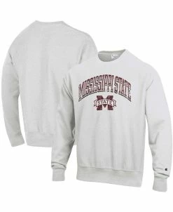 Champion Men's Gray Mississippi State Bulldogs Arch Over Logo Reverse Weave Pullover Sweatshirt