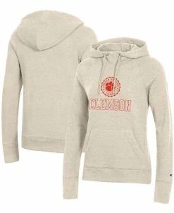 Champion Women's Heathered Oatmeal Clemson Tigers College Seal Pullover Hoodie