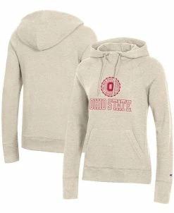 Champion Women's Heathered Oatmeal Ohio State Buckeyes College Seal Pullover Hoodie