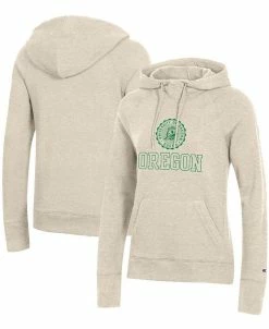 Champion Women's Heathered Oatmeal Oregon Ducks College Seal Pullover Hoodie