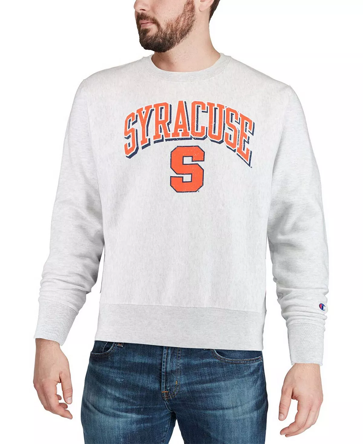 Champion Men's Gray Syracuse Orange Arch Over Logo Reverse Weave Pullover Sweatshirt - Image 4