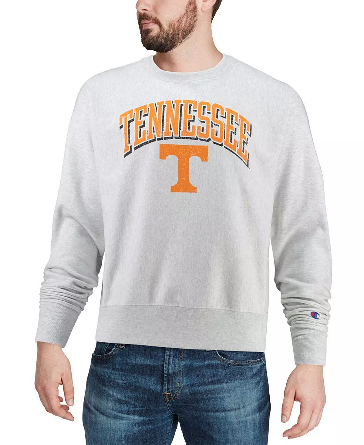 Champion Men's Gray Tennessee Volunteers Arch Over Logo Reverse Weave Pullover Sweatshirt - Image 4