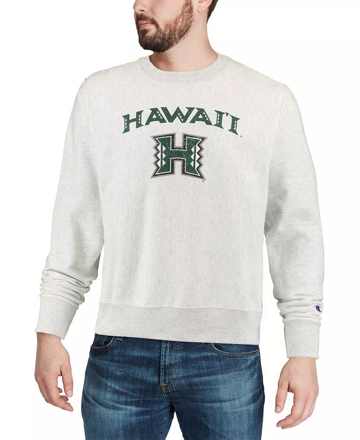 Champion Men's Gray Hawaii Warriors Arch Over Logo Reverse Weave Pullover Sweatshirt - Image 4