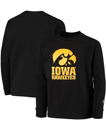 Champion Youth Boys Black Iowa Hawkeyes Lockup Long Sleeve T-shirt - Image 2