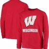 Champion Youth Boys Red Wisconsin Badgers Lockup Long Sleeve T-shirt
