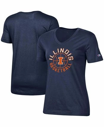 Champion Women's Navy Illinois Fighting Illini Basketball V-Neck T-shirt - Image 2