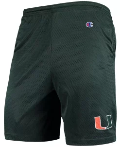 Champion Men's Green Miami Hurricanes College Mesh Shorts