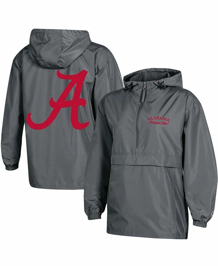 Champion Women's Charcoal Alabama Crimson Tide Packable Half-Zip Light Rain Jacket