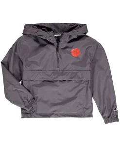 Champion Youth Graphite Clemson Tigers Pack And Go Quarter-Zip Windbreaker Jacket