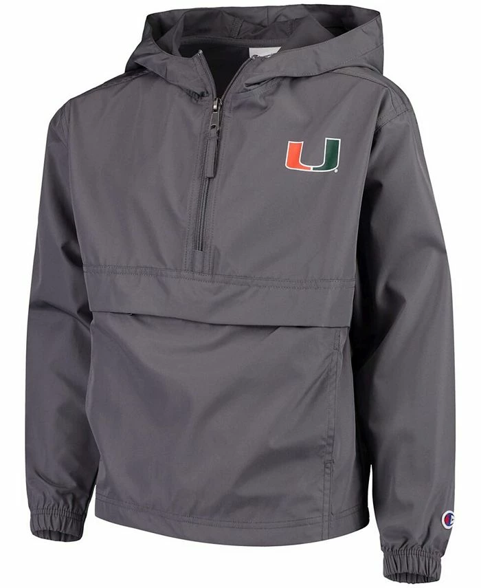 Champion Youth Graphite Miami Hurricanes Pack And Go Windbreaker Jacket