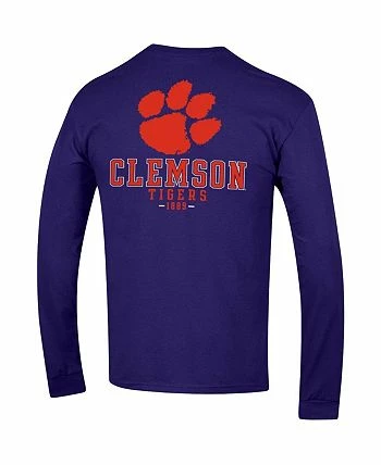 Champion Men's Purple Clemson Tigers Team Stack Long Sleeve T-shirt - Image 2