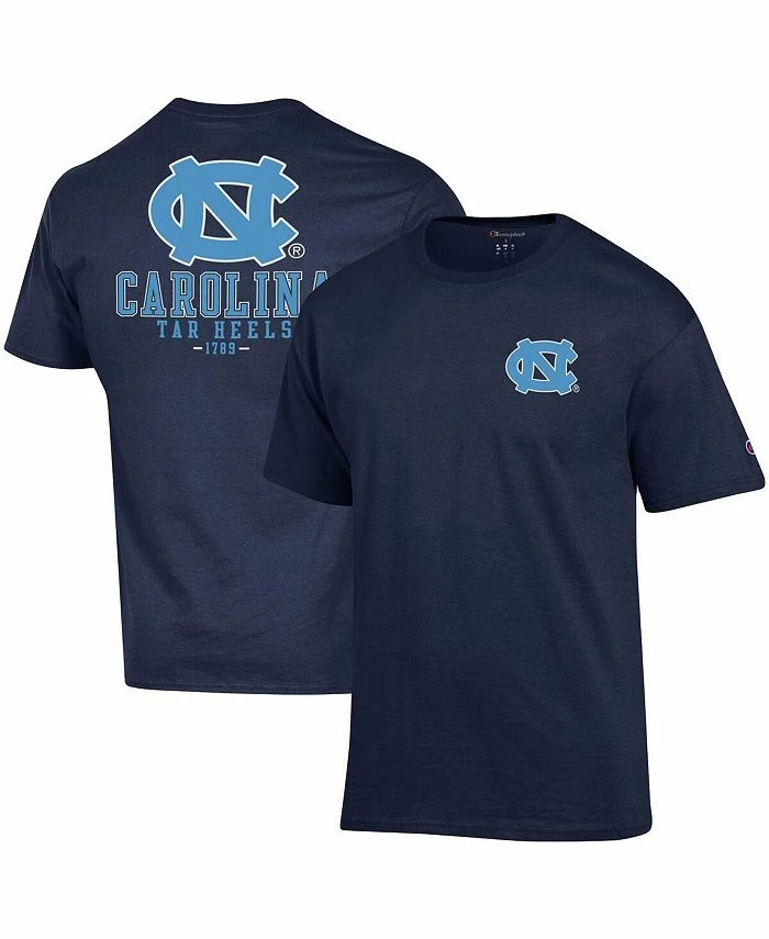 Champion Men's Navy North Carolina Tar Heels Stack 2-Hit T-shirt