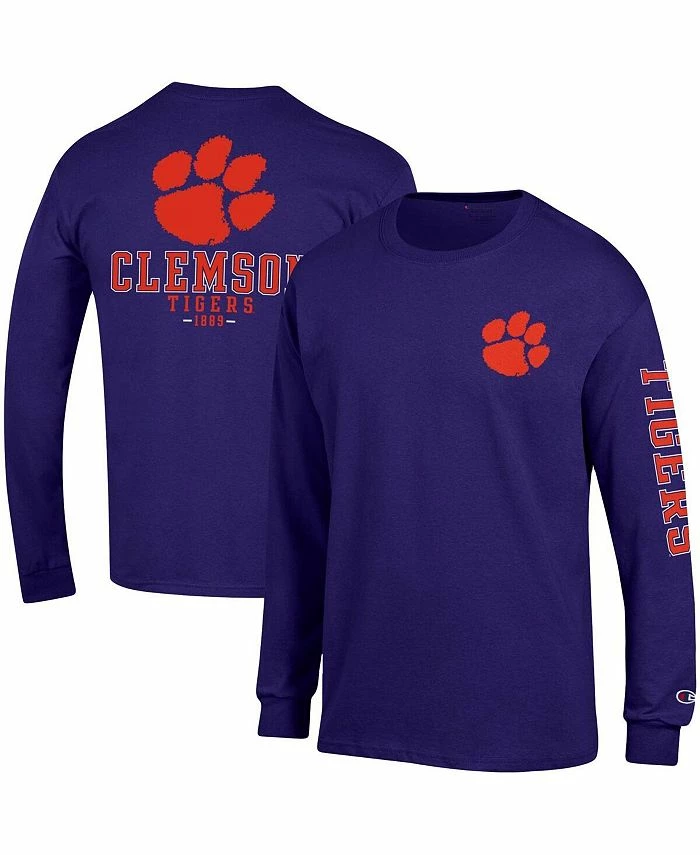 Champion Men's Purple Clemson Tigers Team Stack Long Sleeve T-shirt