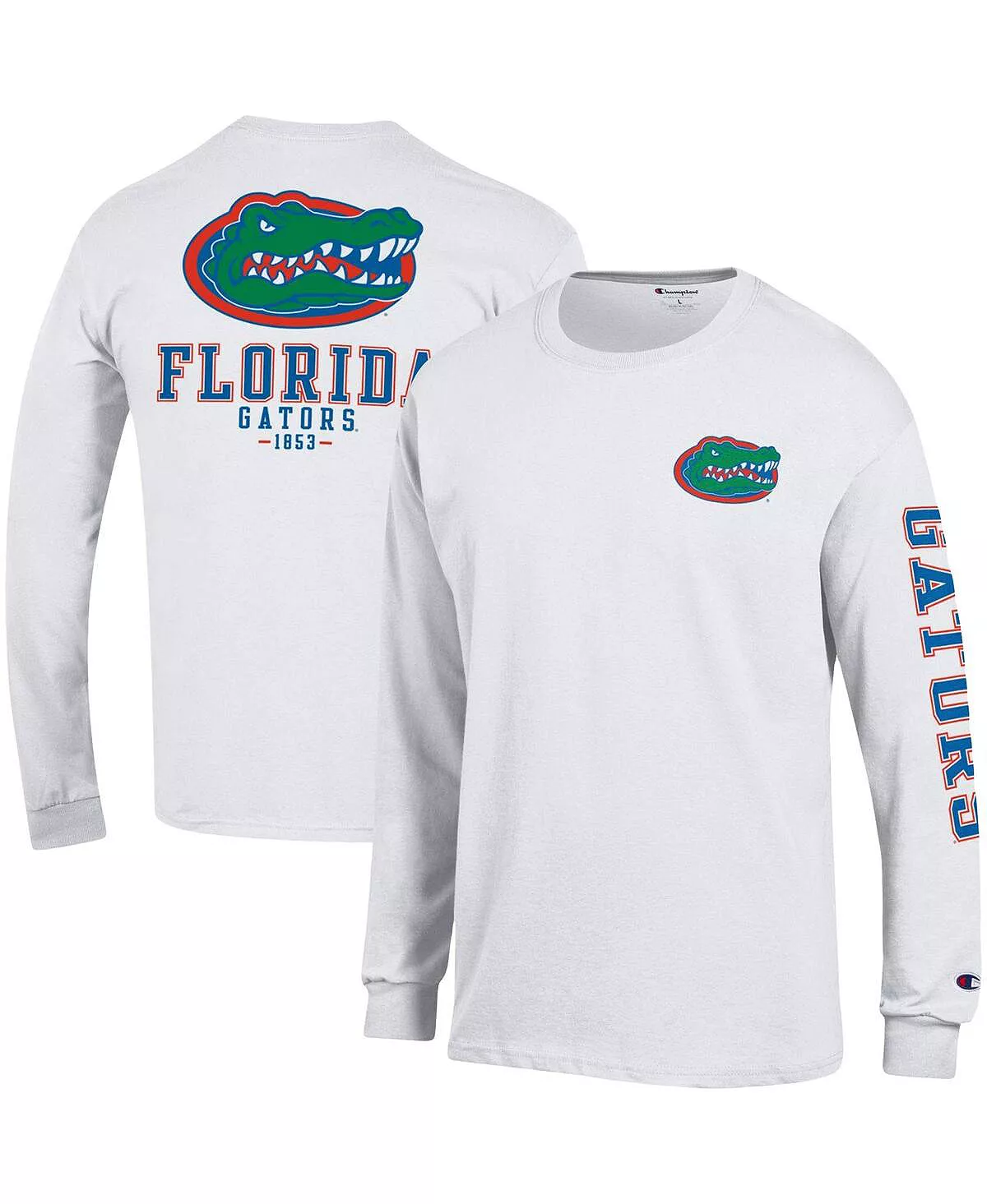 Champion Men's White Florida Gators Team Stack Long Sleeve T-shirt - Image 4