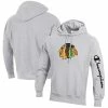 Champion Men's Heathered Gray Chicago Blackhawks Reverse Weave Pullover Hoodie