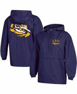 Champion Women's Purple LSU Tigers Packable Half-Zip Light Rain Jacket