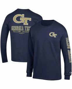 Champion Men's Navy Georgia Tech Yellow Jackets Team Stack Long Sleeve T-shirt
