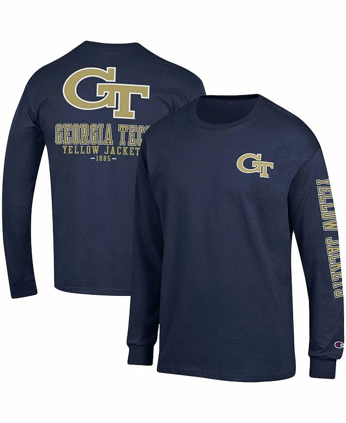 Champion Men's Navy Georgia Tech Yellow Jackets Team Stack Long Sleeve T-shirt