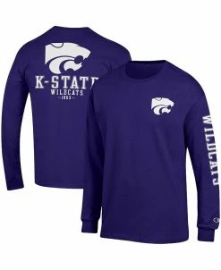Champion Men's Purple Kansas State Wildcats Team Stack Long Sleeve T-shirt