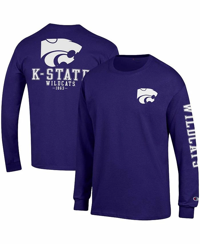 Champion Men's Purple Kansas State Wildcats Team Stack Long Sleeve T-shirt