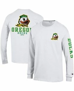 Champion Men's White Oregon Ducks Team Stack Long Sleeve T-shirt