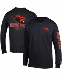 Champion Men's Black Oregon State Beavers Team Stack Long Sleeve T-shirt