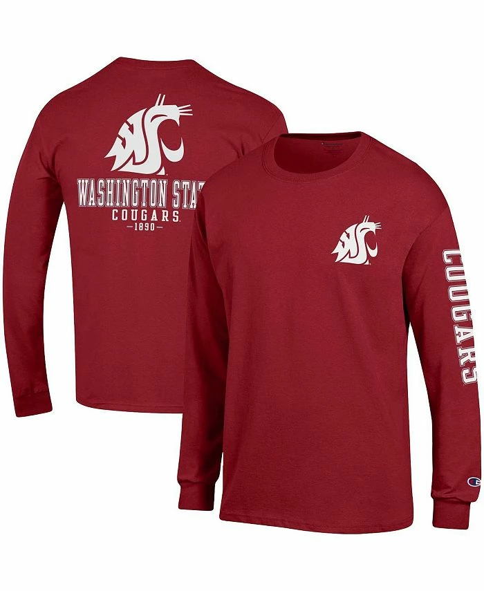 Champion Men's Crimson Washington State Cougars Team Stack Long Sleeve T-shirt
