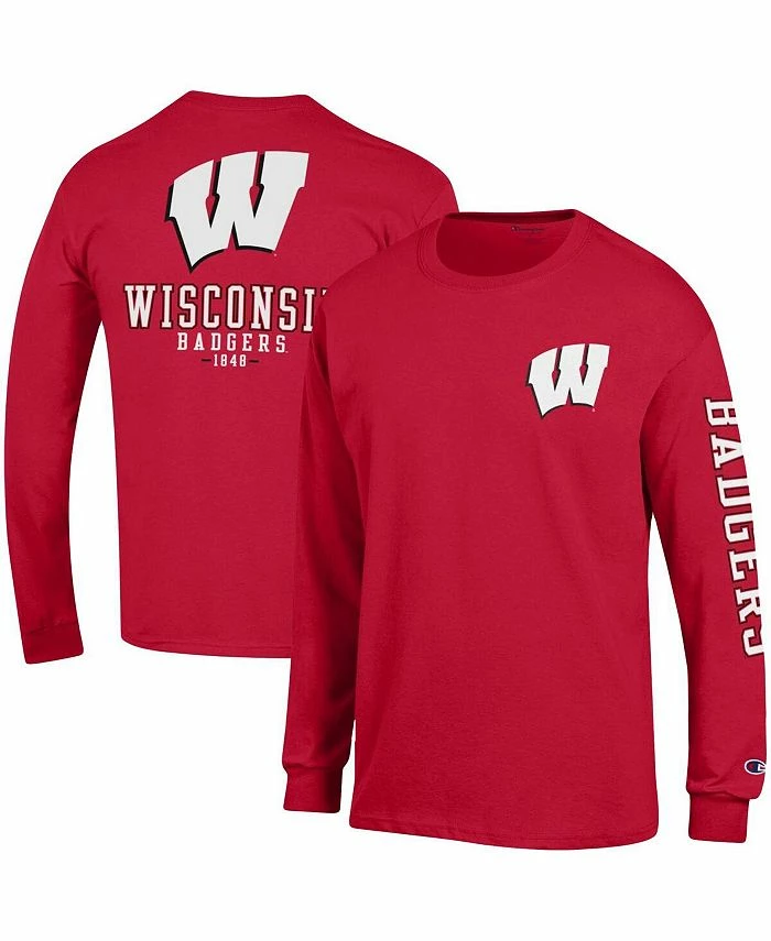 Champion Men's Red Wisconsin Badgers Team Stack Long Sleeve T-shirt