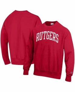 Champion Men's Scarlet Rutgers Scarlet Knights Arch Reverse Weave Pullover Sweatshirt