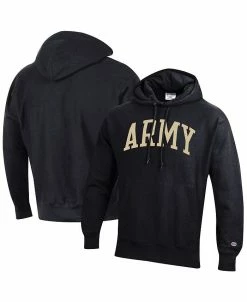 Champion Men's Black Army Black Knights Team Arch Reverse Weave Pullover Hoodie