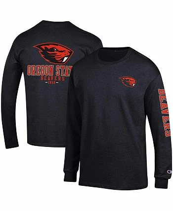 Champion Men's Black Oregon State Beavers Team Stack Long Sleeve T-shirt - Image 2