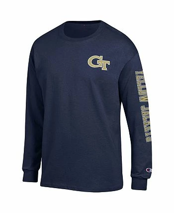 Champion Men's Navy Georgia Tech Yellow Jackets Team Stack Long Sleeve T-shirt - Image 3