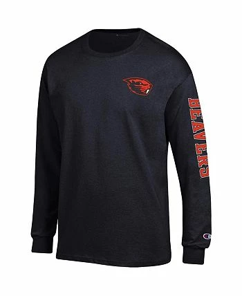 Champion Men's Black Oregon State Beavers Team Stack Long Sleeve T-shirt - Image 3