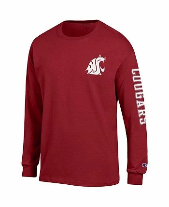 Champion Men's Crimson Washington State Cougars Team Stack Long Sleeve T-shirt - Image 3