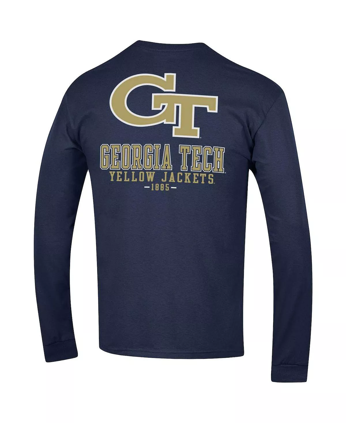 Champion Men's Navy Georgia Tech Yellow Jackets Team Stack Long Sleeve T-shirt - Image 4