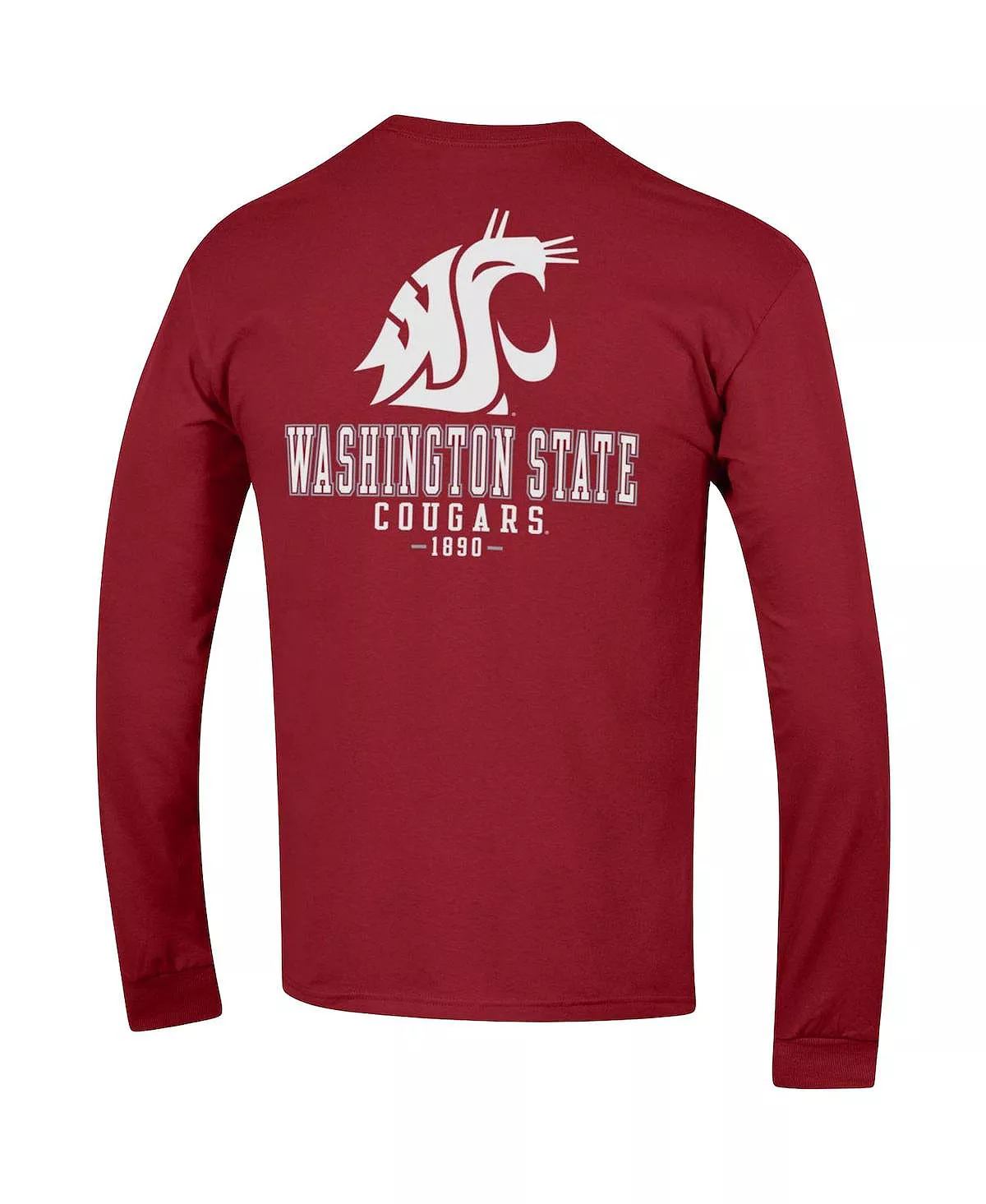 Champion Men's Crimson Washington State Cougars Team Stack Long Sleeve T-shirt - Image 4