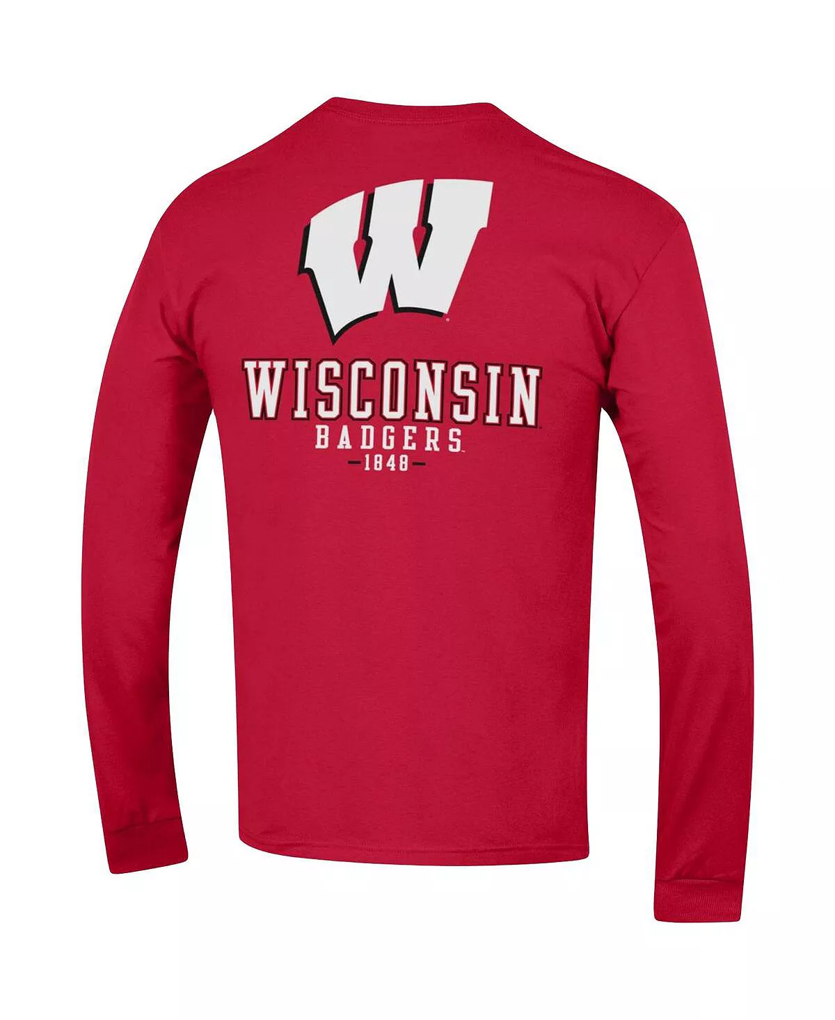 Champion Men's Red Wisconsin Badgers Team Stack Long Sleeve T-shirt - Image 4
