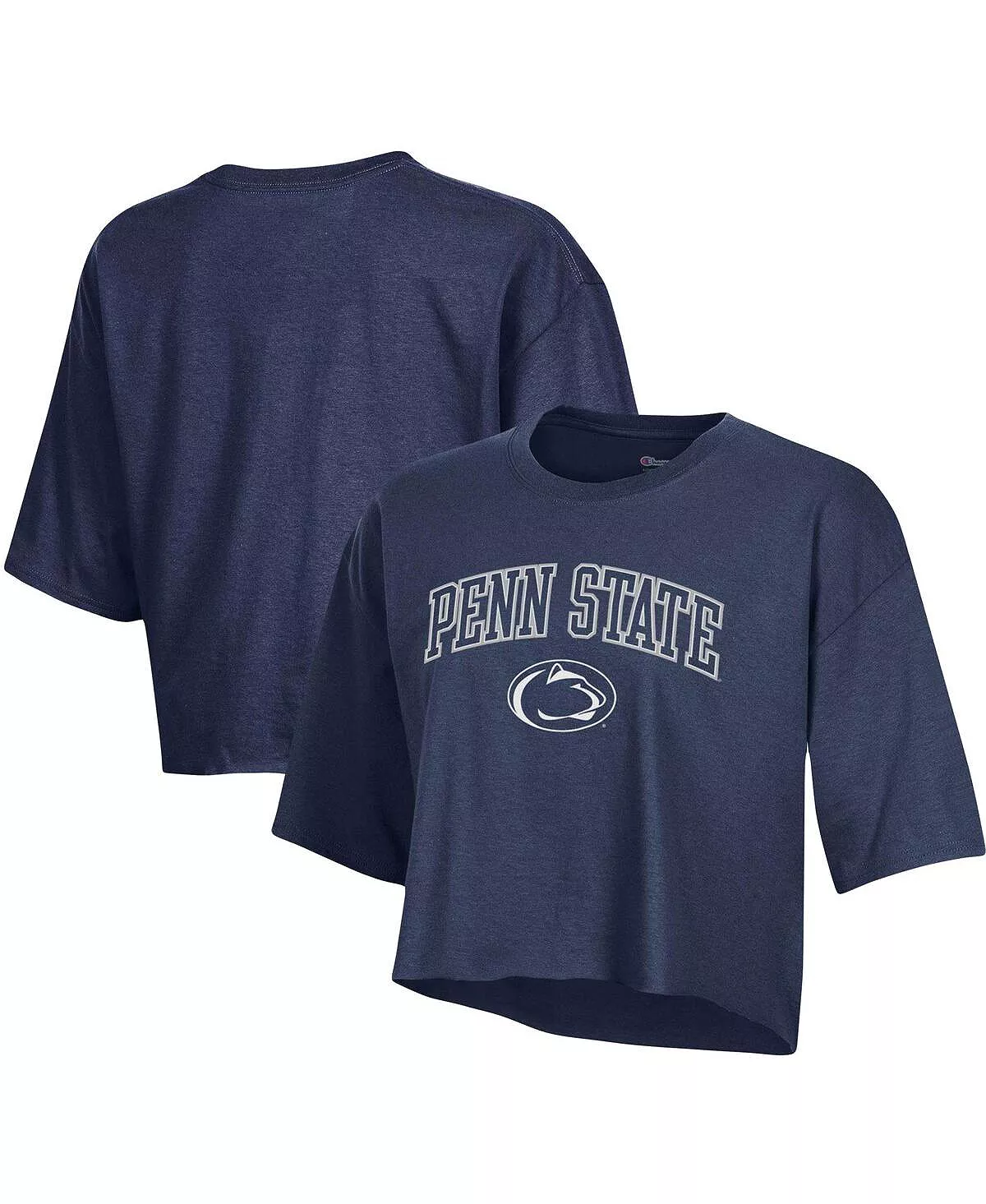 Champion Women's Navy Penn State Nittany Lions Cropped Boyfriend T-shirt - Image 2